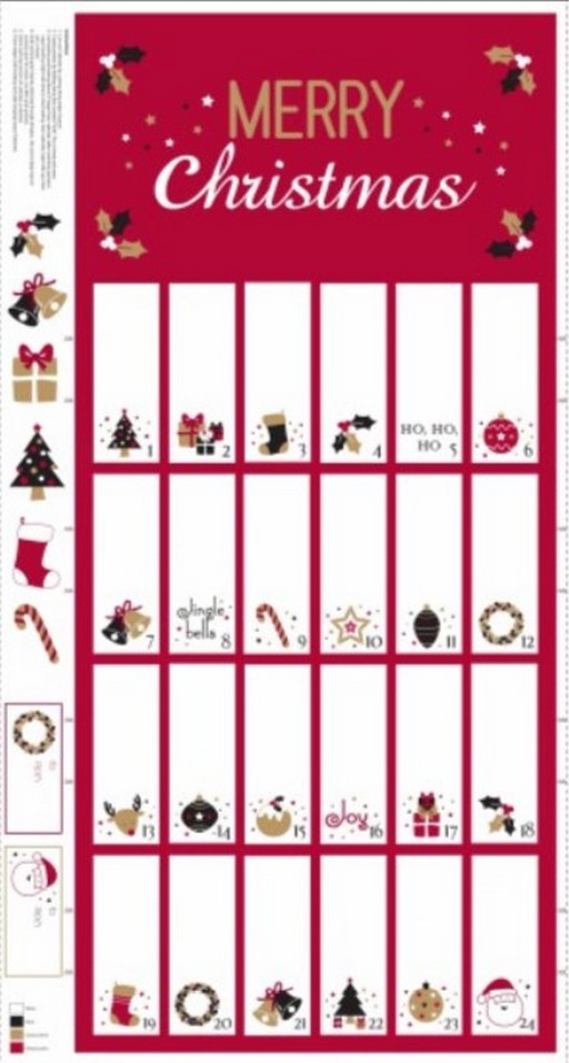 Advent Calendar Panel - Red and Metallic Gold