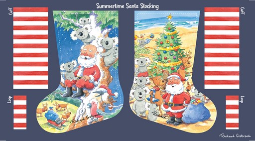Summertime Santa Christmas Stocking Panel