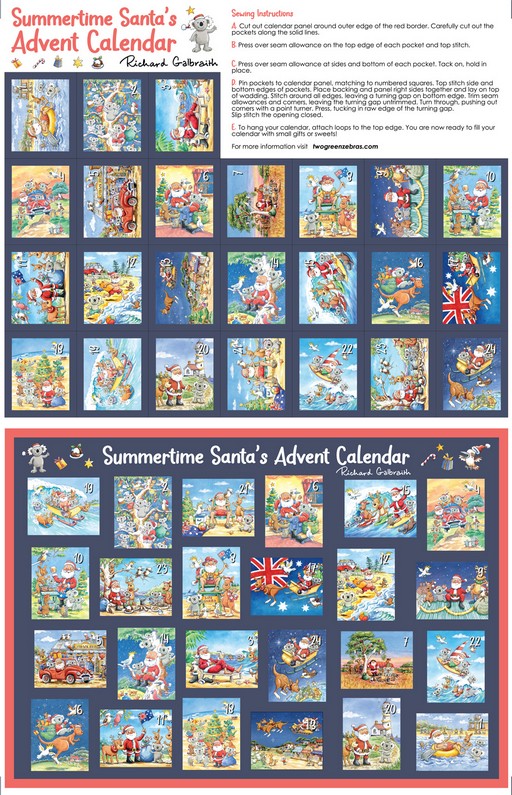 Summertime Santa Advent Calendar Panel